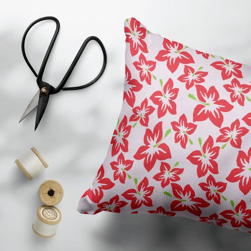 Red Hibiscus Red Flowers Pattern Of Flowers Accent Pillow