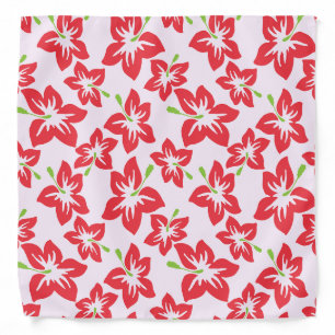 Red Hibiscus, Red Flowers, Pattern Of Flowers Bandana