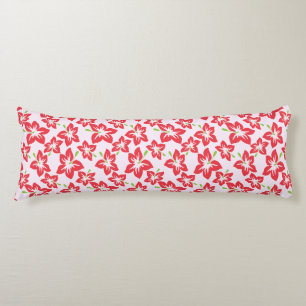 Red Hibiscus, Red Flowers, Pattern Of Flowers Body Pillow