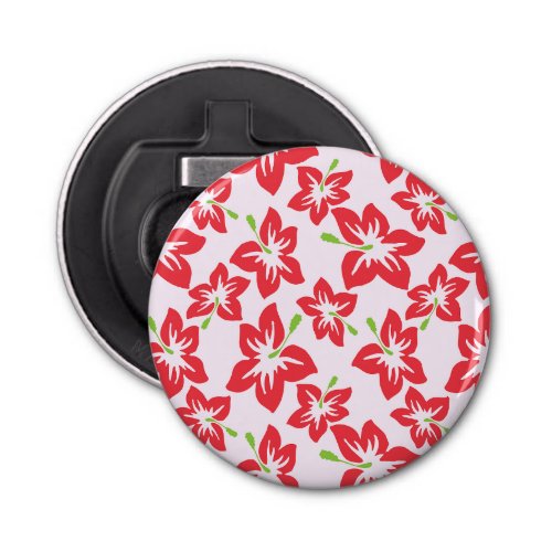 Red Hibiscus Red Flowers Pattern Of Flowers Bottle Opener