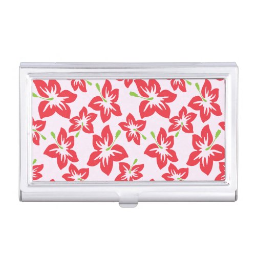 Red Hibiscus Red Flowers Pattern Of Flowers Business Card Case