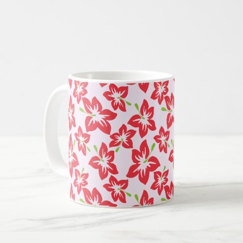 Red Hibiscus Red Flowers Pattern Of Flowers Coffee Mug