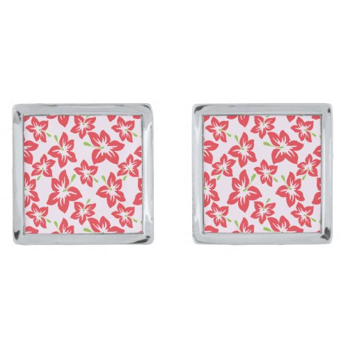 Red Hibiscus Red Flowers Pattern Of Flowers Cufflinks