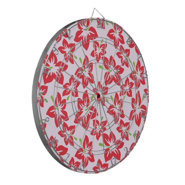 Red Hibiscus, Red Flowers, Pattern Of Flowers Dart Board (Front Left)
