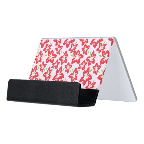 Red Hibiscus Red Flowers Pattern Of Flowers Desk Business Card Holder