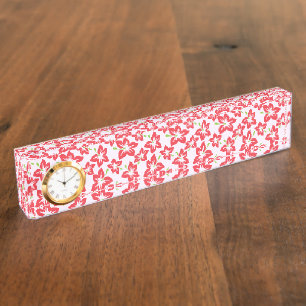 Red Hibiscus, Red Flowers, Pattern Of Flowers Desk Name Plate