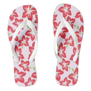 Red Hibiscus, Red Flowers, Pattern Of Flowers Flip Flops