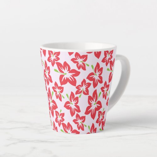 Red Hibiscus Red Flowers Pattern Of Flowers Latte Mug