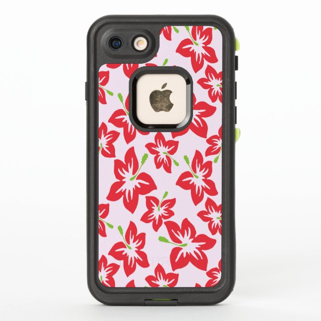 Red Hibiscus, Red Flowers, Pattern Of Flowers LifeProof iPhone Case (Back)