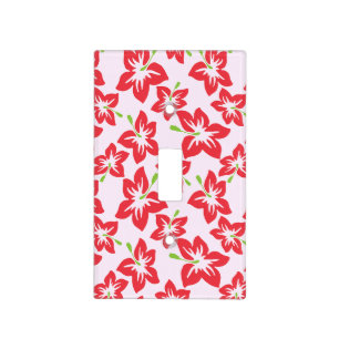 Red Hibiscus, Red Flowers, Pattern Of Flowers Light Switch Cover