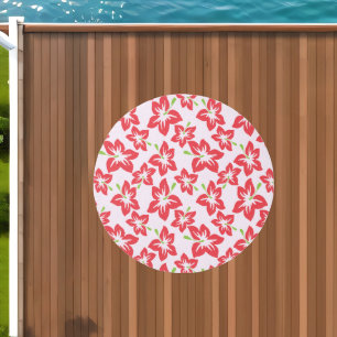 Red Hibiscus, Red Flowers, Pattern Of Flowers Outdoor Rug