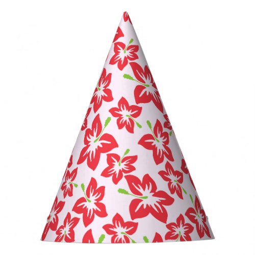 Red Hibiscus Red Flowers Pattern Of Flowers Party Hat