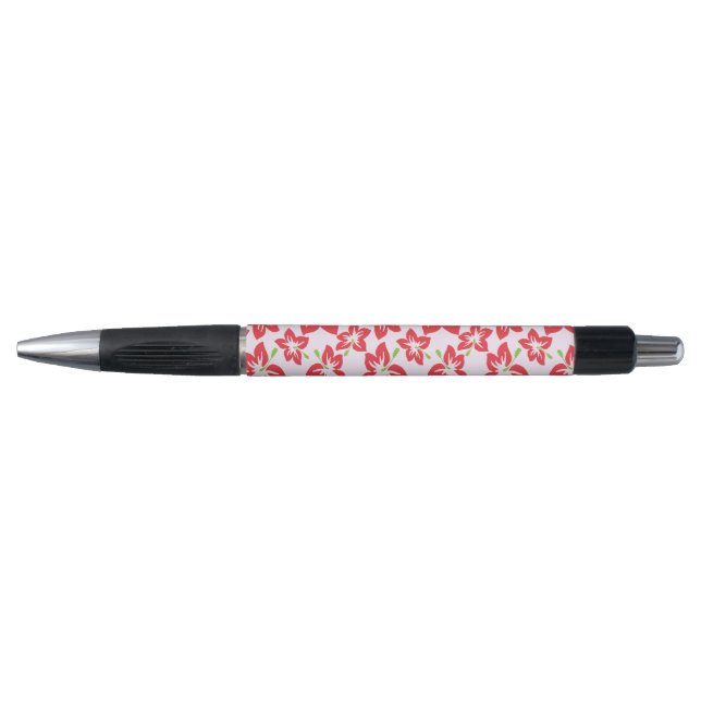 Red Hibiscus, Red Flowers, Pattern Of Flowers Pen (Front)