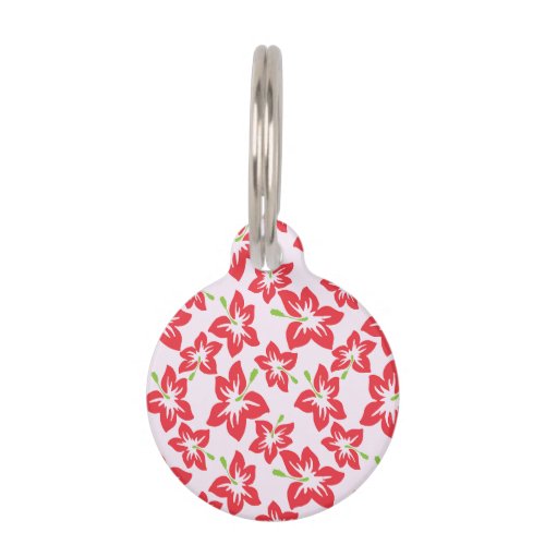 Red Hibiscus Red Flowers Pattern Of Flowers Pet ID Tag