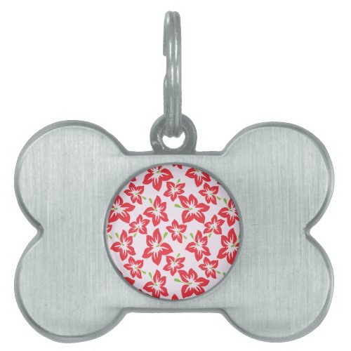 Red Hibiscus Red Flowers Pattern Of Flowers Pet ID Tag