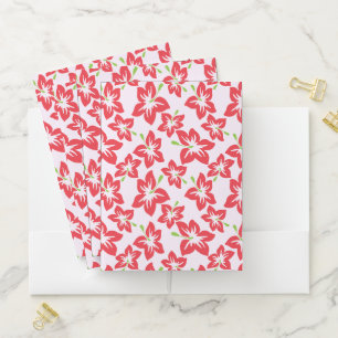 Red Hibiscus, Red Flowers, Pattern Of Flowers Pocket Folder