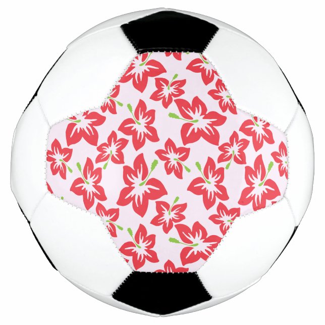 Red Hibiscus, Red Flowers, Pattern Of Flowers Soccer Ball (Front)