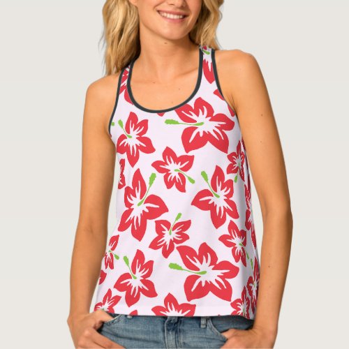 Red Hibiscus Red Flowers Pattern Of Flowers Tank Top