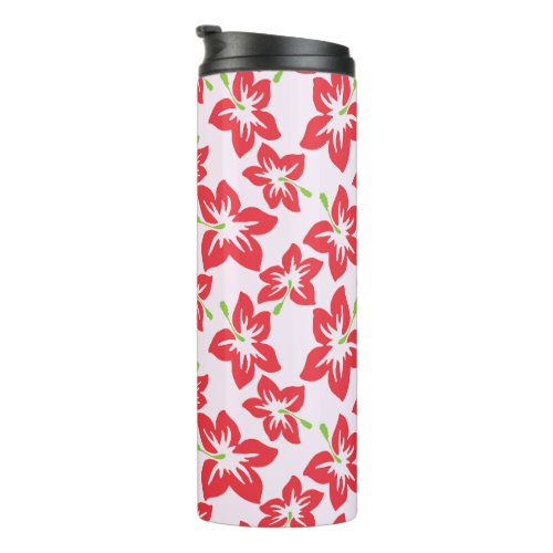 Red Hibiscus Red Flowers Pattern Of Flowers Thermal Tumbler