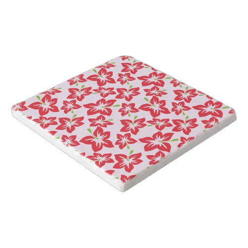 Red Hibiscus Red Flowers Pattern Of Flowers Trivet