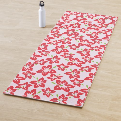 Red Hibiscus Red Flowers Pattern Of Flowers Yoga Mat