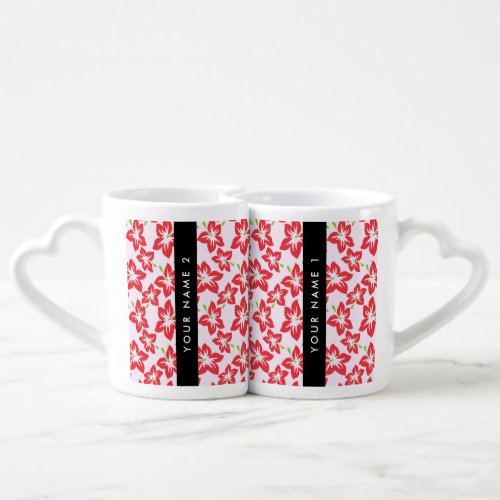 Red Hibiscus Red Flowers Your Name Coffee Mug Set