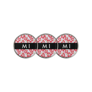 Red Hibiscus, Red Flowers, Your Name Golf Ball Marker