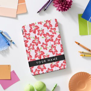 Red Hibiscus, Red Flowers, Your Name iPad Pro Cover