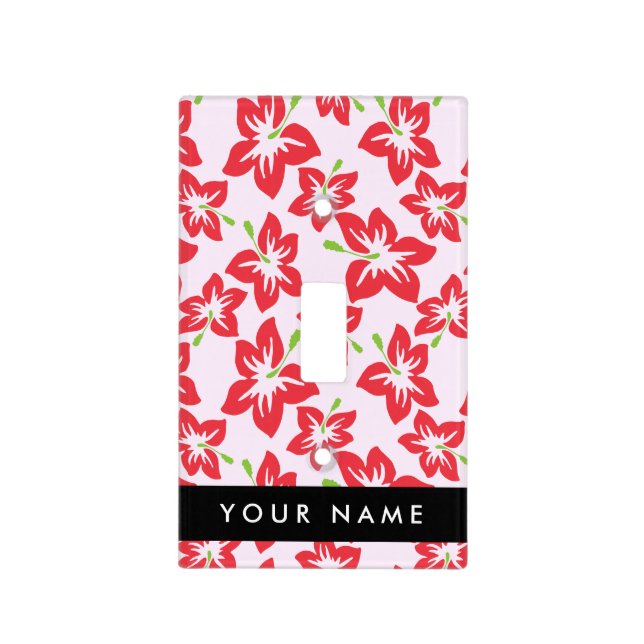Red Hibiscus, Red Flowers, Your Name Light Switch Cover (Front)