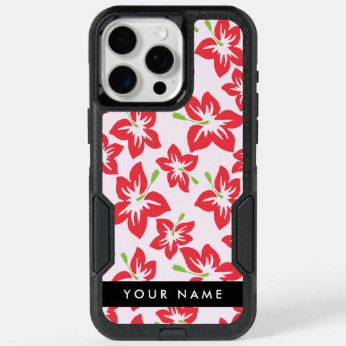 Red Hibiscus Red Flowers Your Name iPhone 15 Pro Max Case