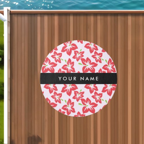 Red Hibiscus Red Flowers Your Name Outdoor Rug