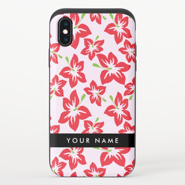 Red Hibiscus, Red Flowers, Your Name Uncommon iPhone Case (Back)