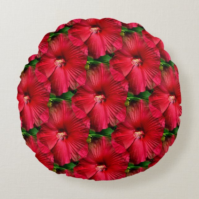 Red Hibiscus....... Round Pillow (Front)