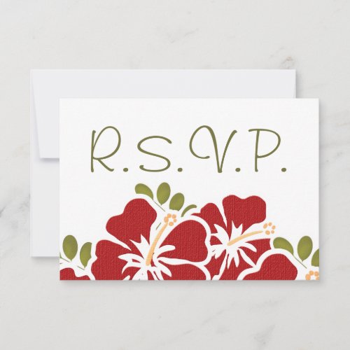 RED HIBISCUS RSVP WEDDING RESPONSE CARDS