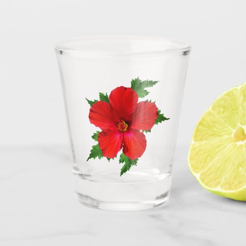 Red Hibiscus Shot Glass