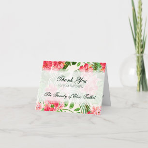 Red Hibiscus Sympathy Thank you Note Card