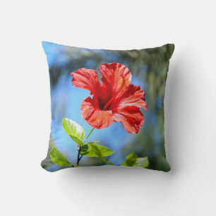 Red Hibiscus Throw Pillow