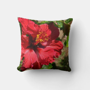 Red Hibiscus Throw PIllow