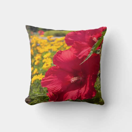 Red Hibiscus Throw Pillow