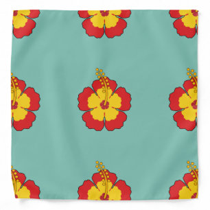 Red Hibiscus Tropical Flower Bandana