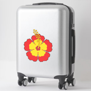 Red Hibiscus Tropical Flower Sticker