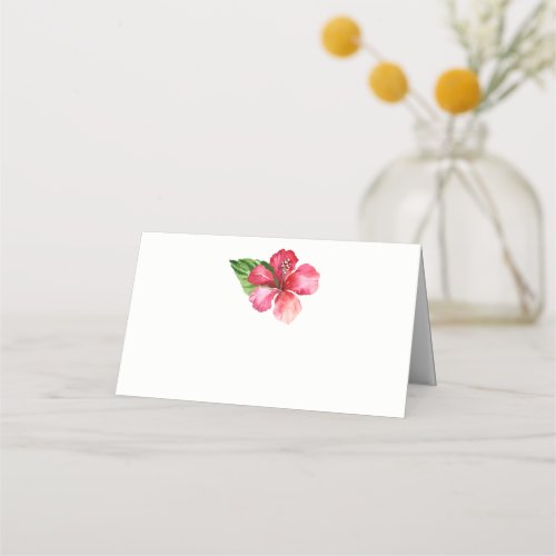 Red Hibiscus Tropical Wedding Place Card
