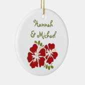 Red Hibiscus Wedding Favor Ornament (Right)