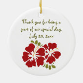 Red Hibiscus Wedding Favor Ornament (Back)