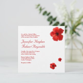 Red Hibiscus Wedding Invitation