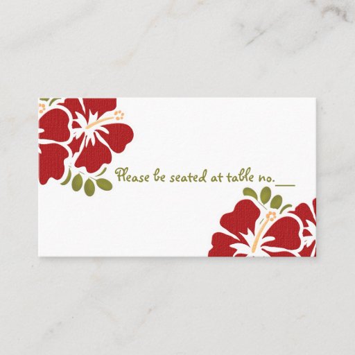 Customizable Red Hibiscus Wedding Table Place Cards Business Card Templates