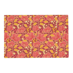 Red Hibiscus With Butterflies Placemat