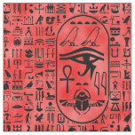 Red Hieroglyphics Fabric