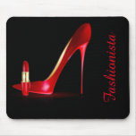 Red High Heel Lipstick Typography Mouse Pad at Zazzle