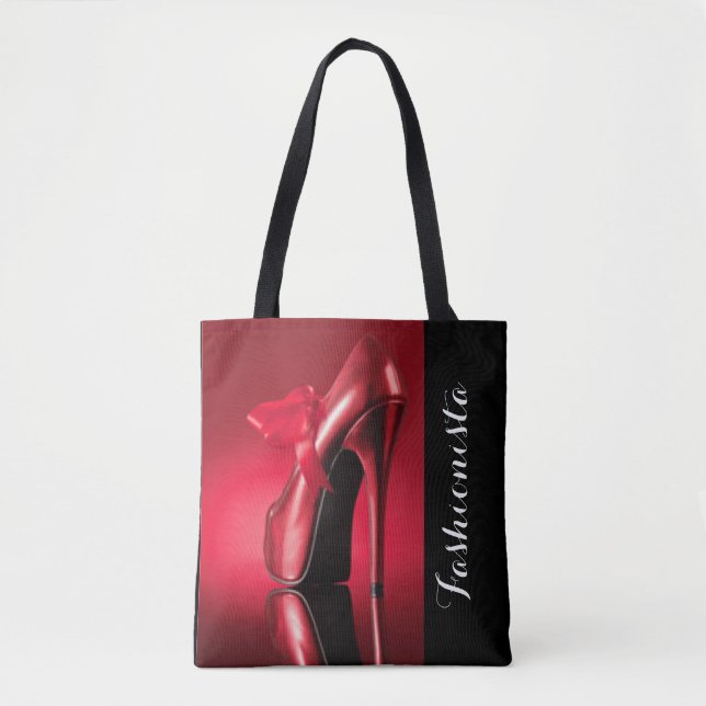 Red High Heel Red Bow Tote Bag (Front)